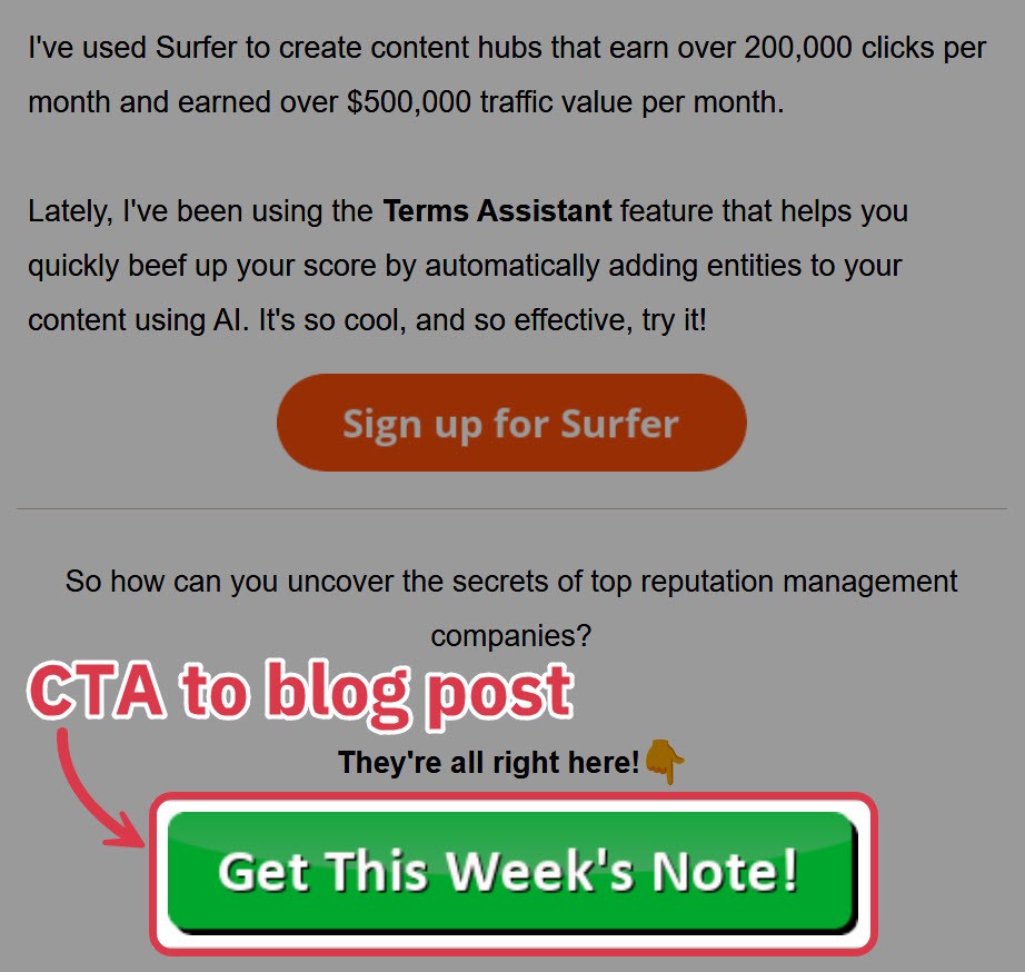 CTA to blog posts