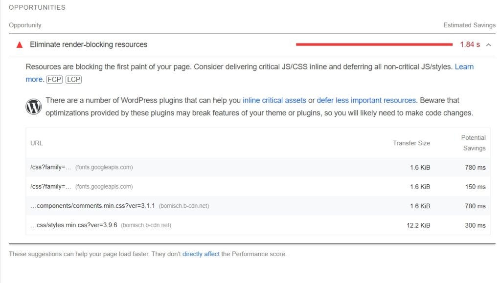 Wp Rocket Test Render Blocking Issues