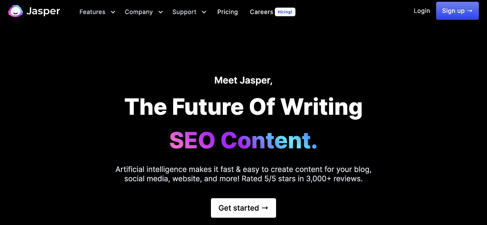 Jasper Website A screenshot of Jasper's website